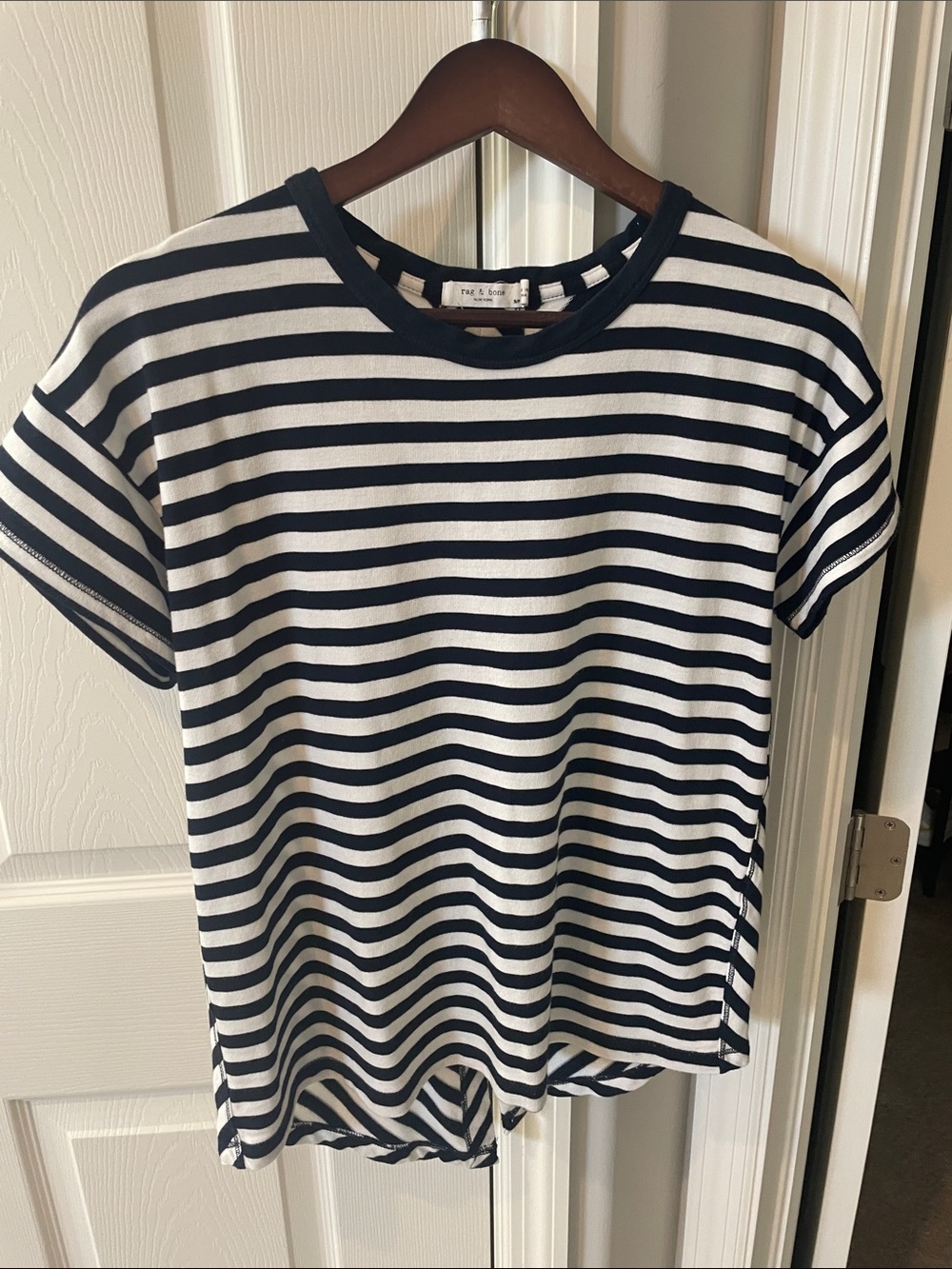 rag & bone Navy and White Striped Tee